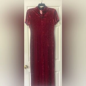 Crushed Velvet Qipao Style Dress